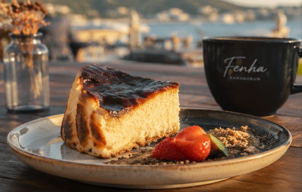Fenha Karaburun marka kupası ile tatlı tabağı